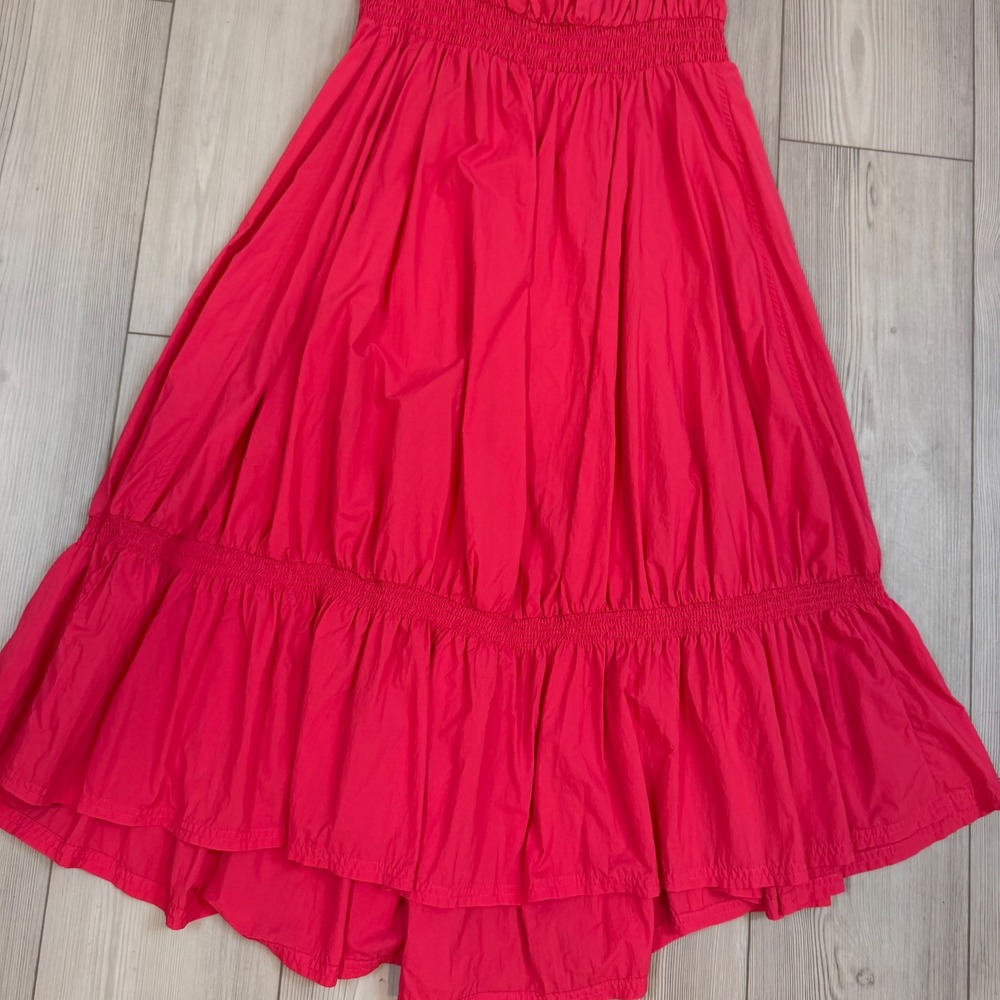 Daily Practice Anthropologie Tiered High-Low Midi Dress Pink Smocked Small - Picture 4 of 13